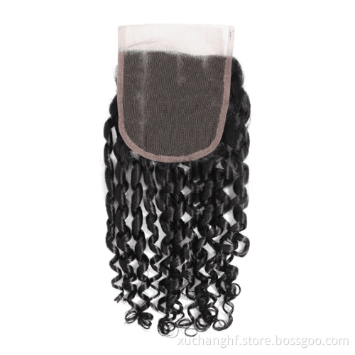 Hanfan 10a 11a Fumi Super Double Drawn Virgin Indian Human Hair Pixie Curls 3 Bundles with Lace Frontal Closure